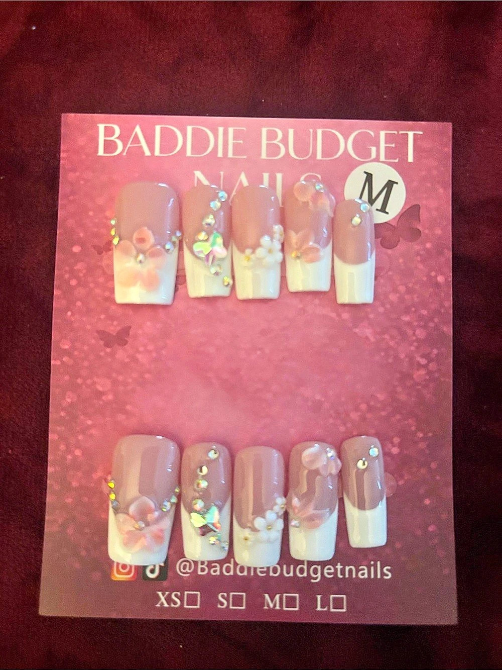 Baddie Budget Press-On Nails Pink & Brown NWT